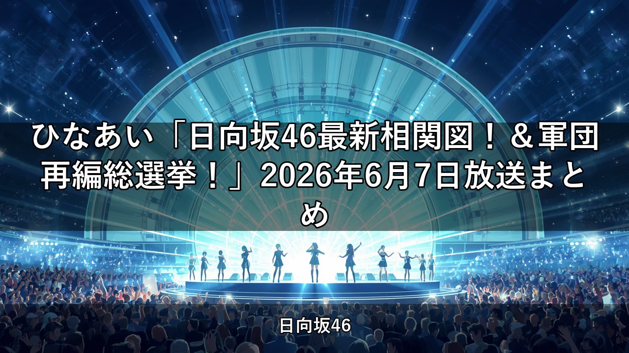 ひなあい「日向坂46最新相関図！＆軍団再編総選挙！」2026年6月7日放送まとめ