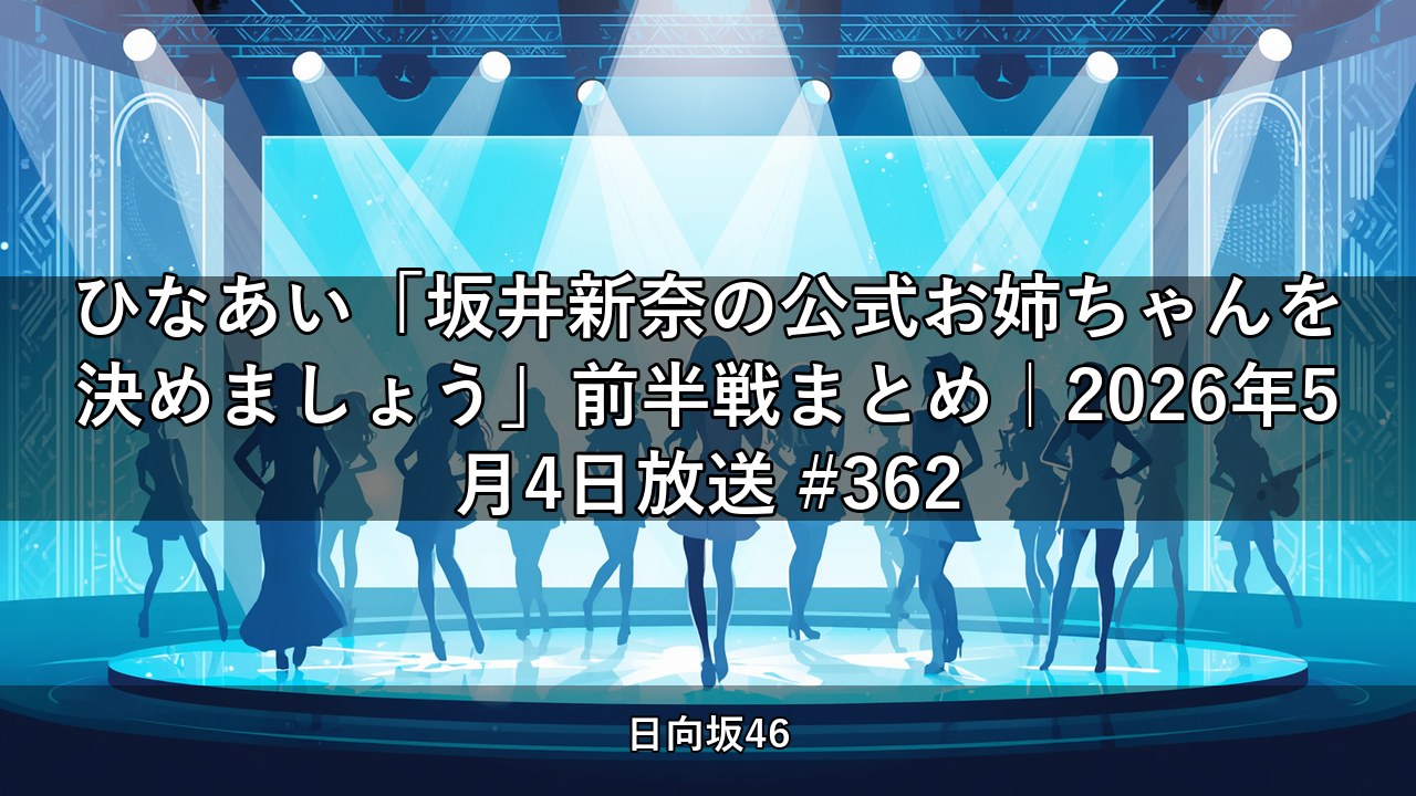 ひなあい「坂井新奈の公式お姉ちゃんを決めましょう」前半戦まとめ｜2026年5月4日放送 #362