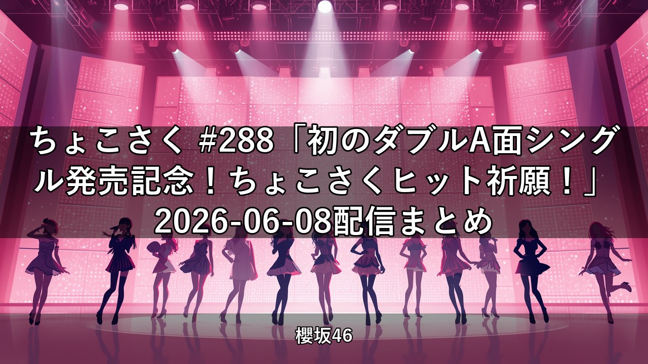 ちょこさく #288「初のダブルA面シングル発売記念！ちょこさくヒット祈願！」2026-06-08配信まとめ