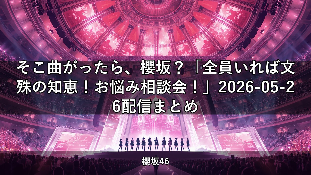 そこ曲がったら、櫻坂？「全員いれば文殊の知恵！お悩み相談会！」2026-05-26配信まとめ