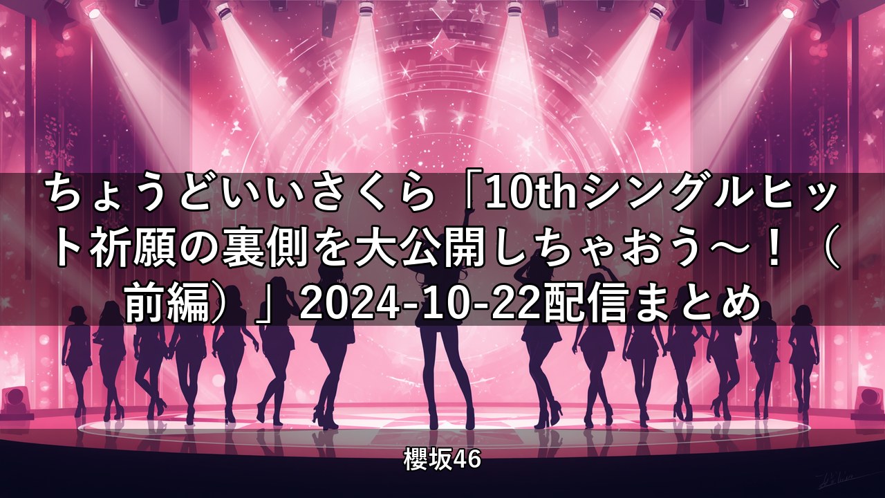 ちょこさく「10thシングルヒット祈願の裏側を大公開しちゃおう〜！（前編）」2024-10-22配信まとめ