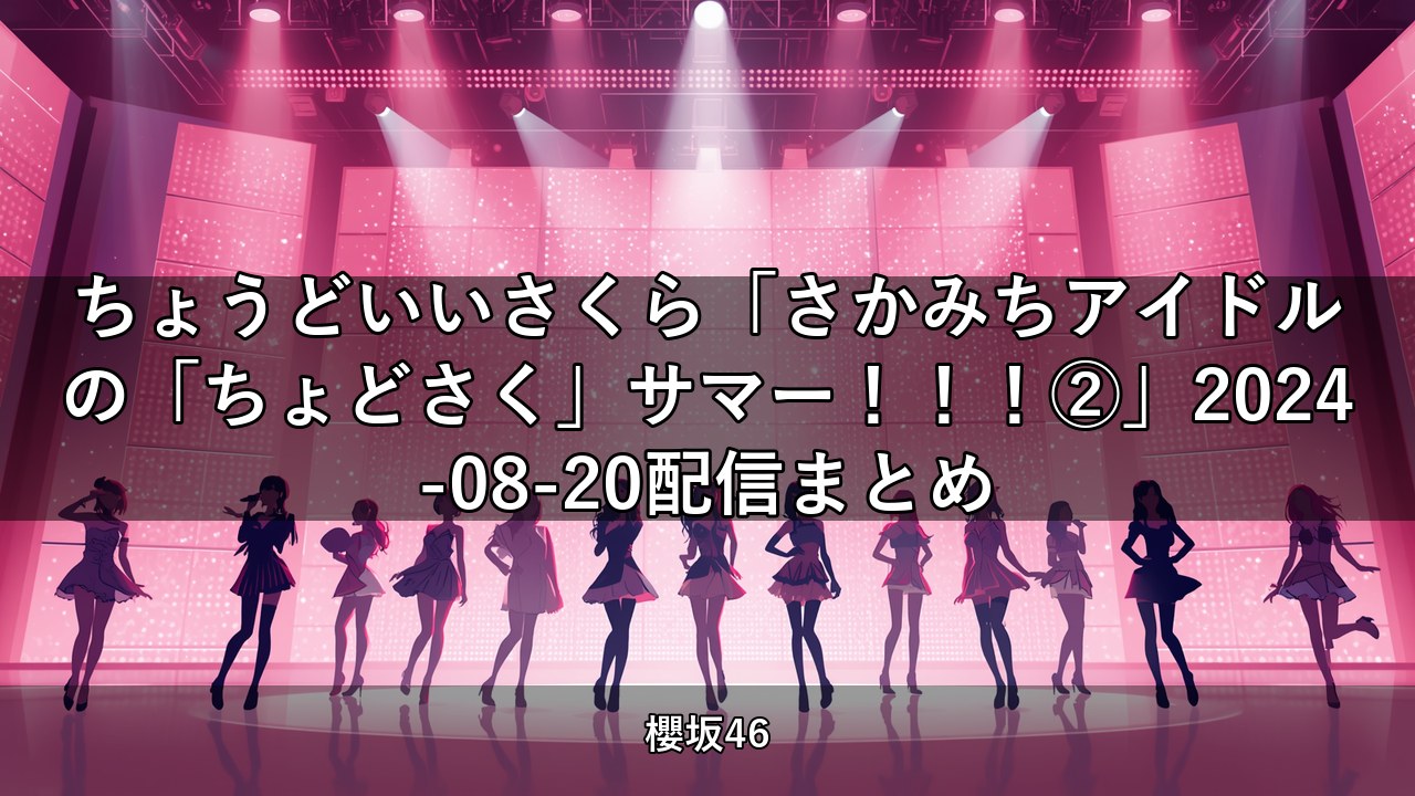 ちょこさく「さかみちアイドルの「ちょどさく」サマー！！！②」2024-08-20配信まとめ