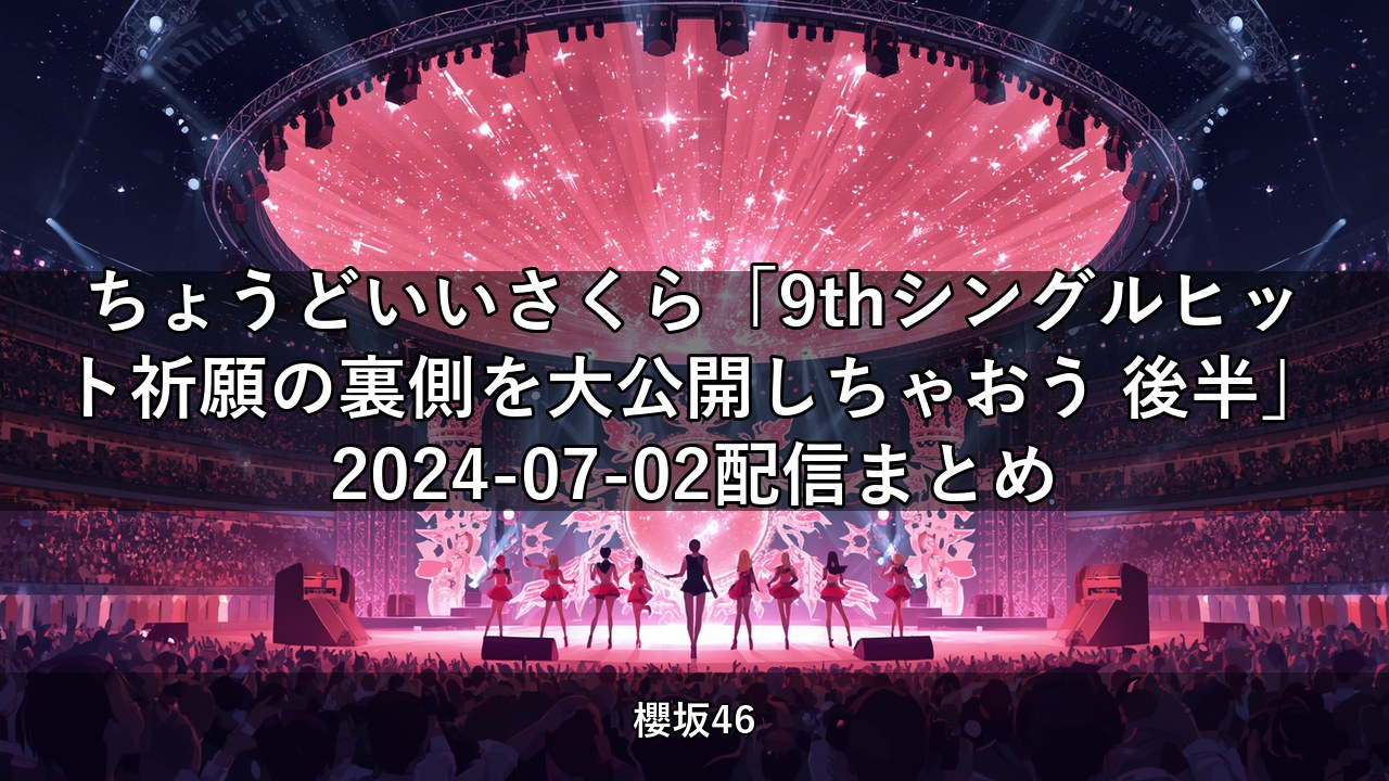 ちょこさく「9thシングルヒット祈願の裏側を大公開しちゃおう 後半」2024-07-02配信まとめ