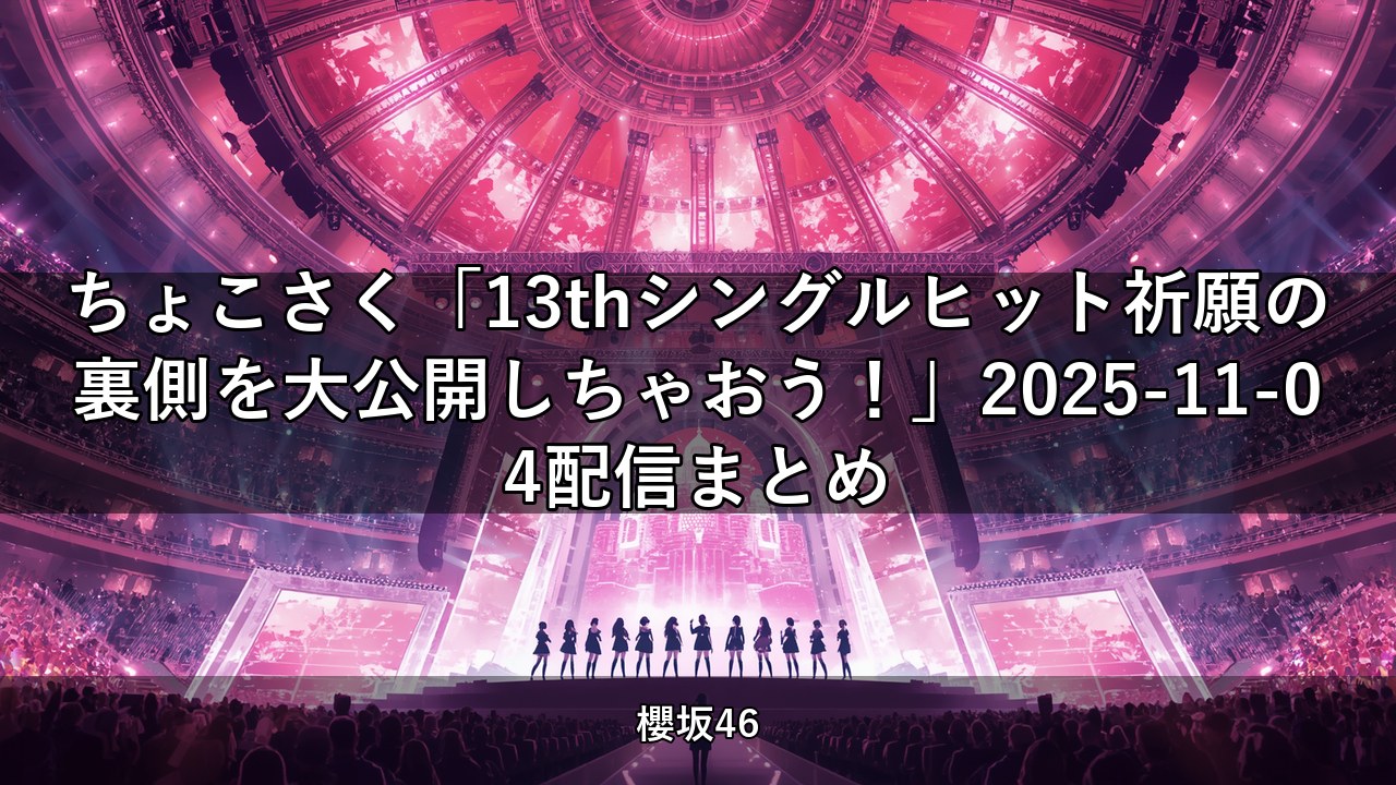 ちょこさく「13thシングルヒット祈願の裏側を大公開しちゃおう！」2025-11-04配信まとめ