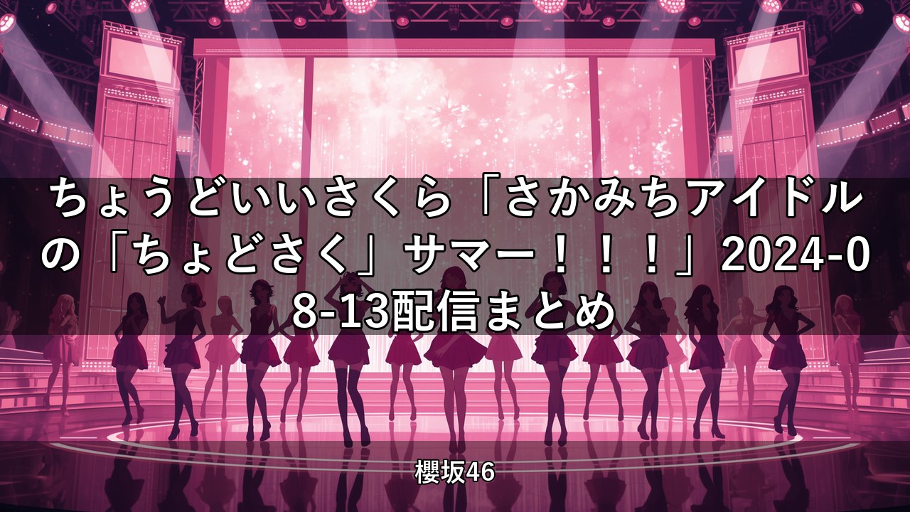 ちょこさく「さかみちアイドルの「ちょどさく」サマー！！！」2024-08-13配信まとめ