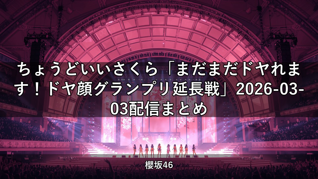 ちょこさく「まだまだドヤれます！ドヤ顔グランプリ延長戦」2026-03-03配信まとめ