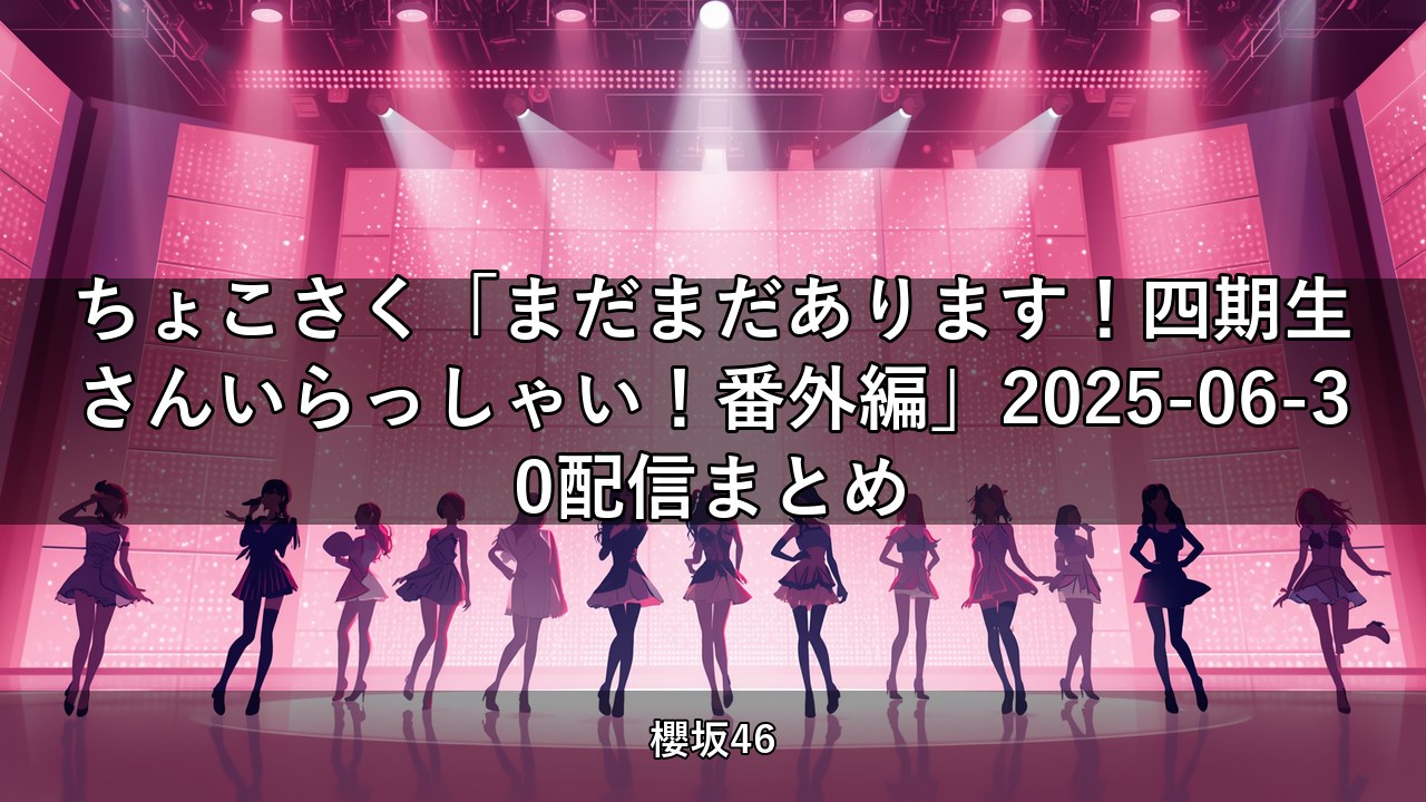 ちょこさく「まだまだあります！四期生さんいらっしゃい！番外編」2025-06-30配信まとめ
