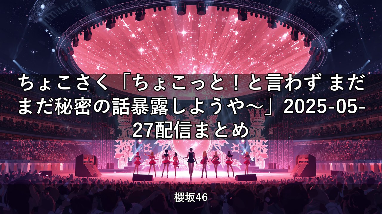 ちょこさく「ちょこっと！と言わず まだまだ秘密の話暴露しようや〜」2025-05-27配信まとめ