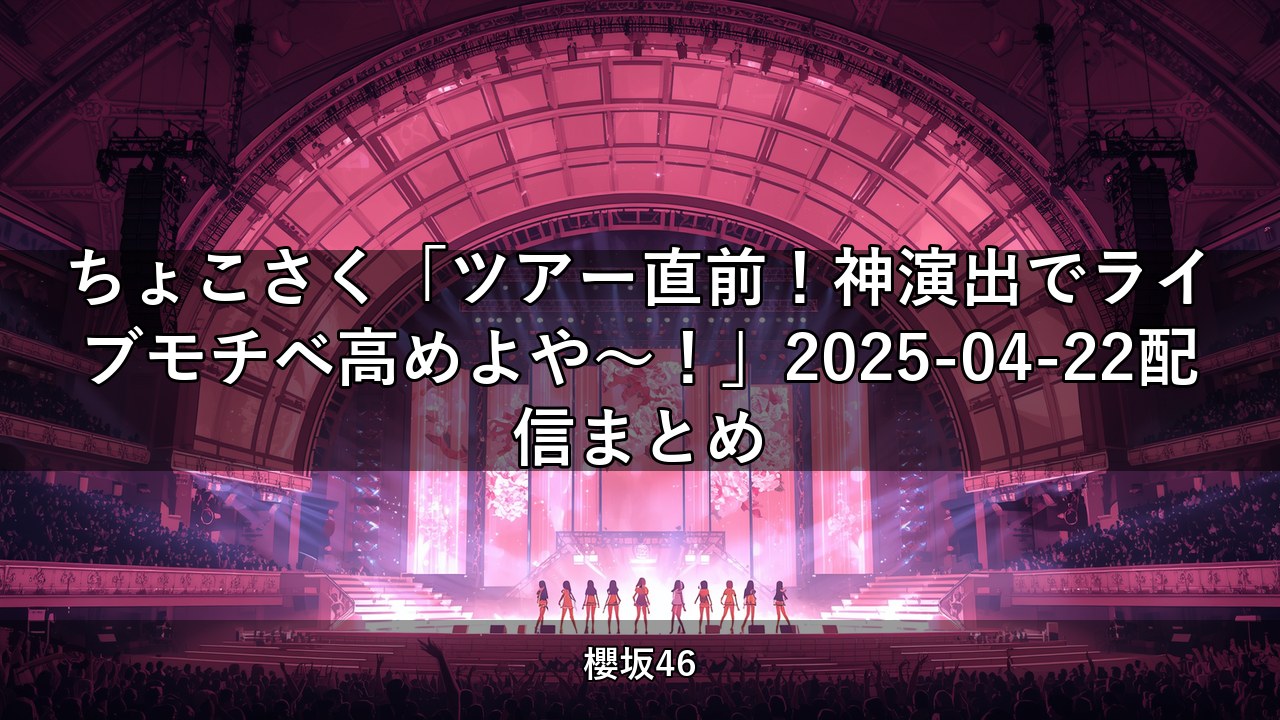 ちょこさく「ツアー直前！神演出でライブモチベ高めよや～！」2025-04-22配信まとめ