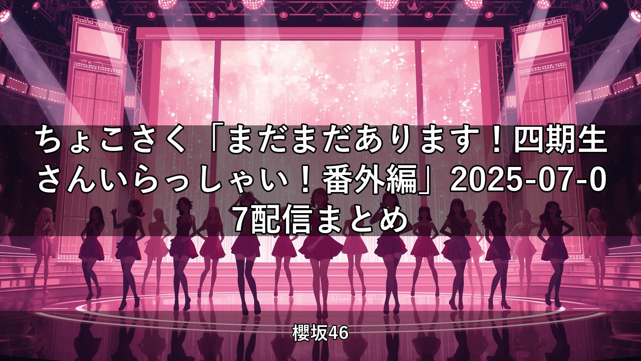 ちょこさく「まだまだあります！四期生さんいらっしゃい！番外編」2025-07-07配信まとめ