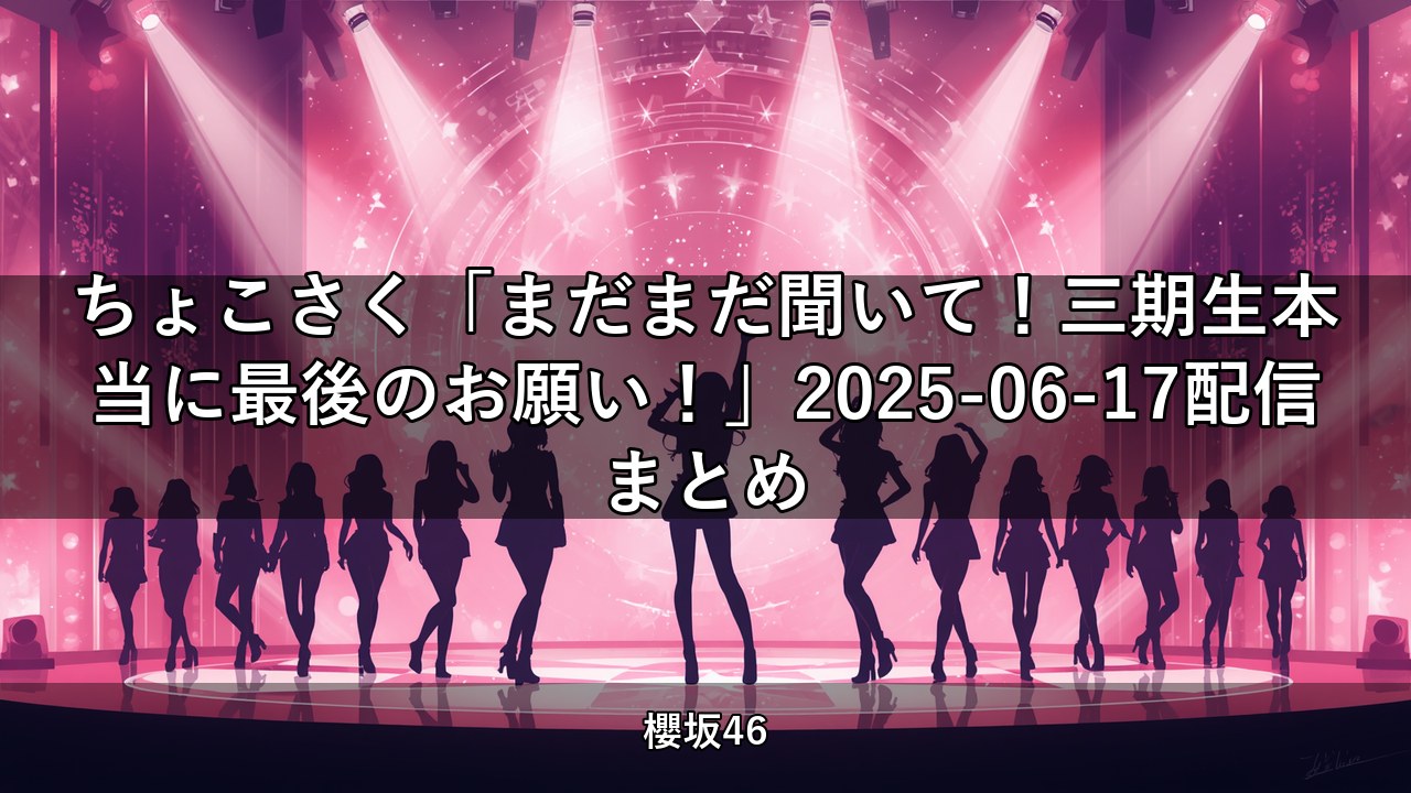 ちょこさく「まだまだ聞いて！三期生本当に最後のお願い！」2025-06-17配信まとめ