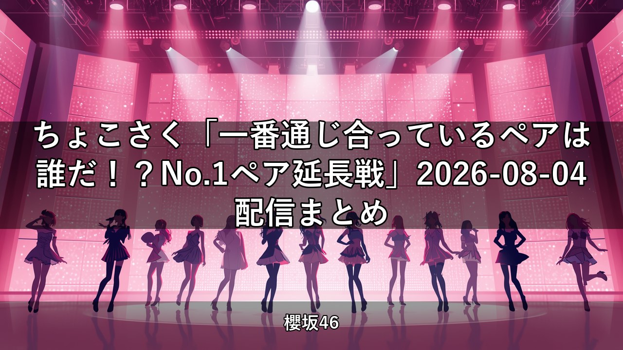 ちょこさく「一番通じ合っているペアは誰だ！？No.1ペア延長戦」2026-08-04配信まとめ